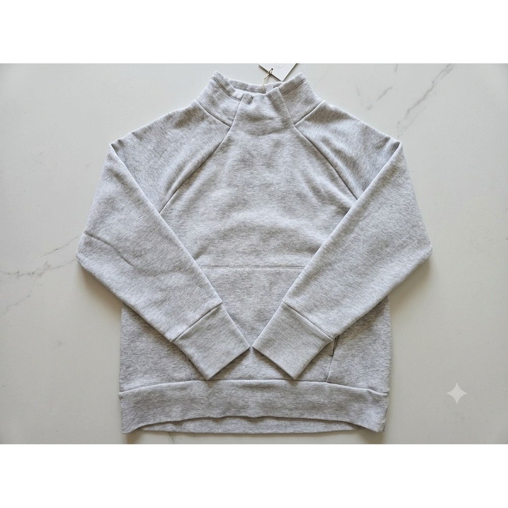 Fabletics Womens Funnel Neck Pullover Sweatshirt Gray Heather XS Raglan Sleeve